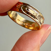 1988 Vintage Swedish 18k Gold Band Ring with Symbols – Size 11
