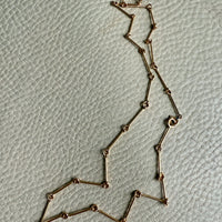 1943 Vintage Geometric 18k Gold Rod Link Necklace - up to 21 inch length