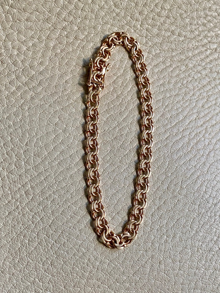 Vintage 1963 Double link solid 18k gold bracelet - 7.7 inch length