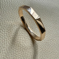 SPECTACULAR!! 10 Sided Geometric Hinged Bangle in 14k Yellow Gold - 1970s era - by Fleming Lund- 6.75 inch