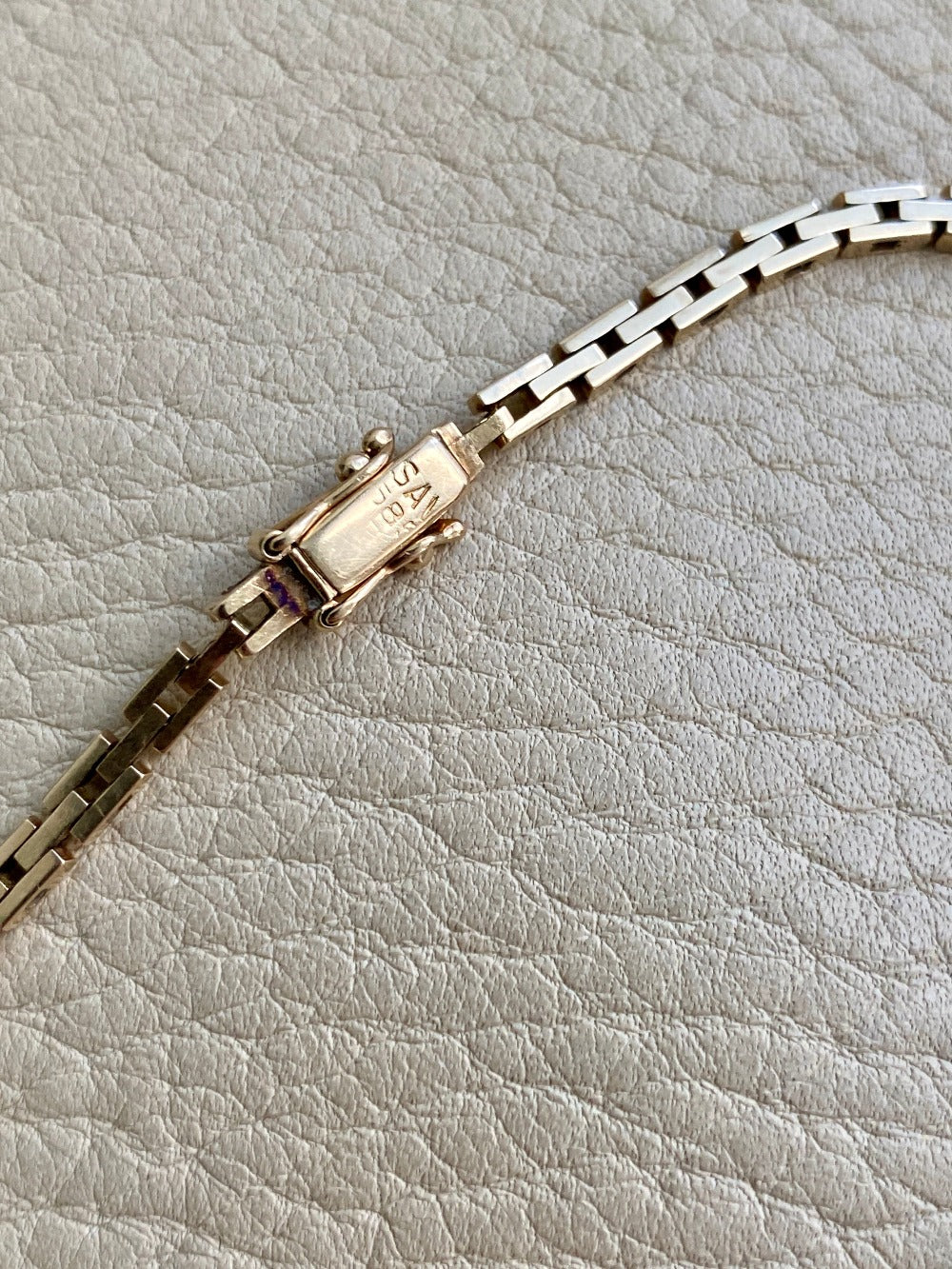 Danish vintage 14k slim brick link bracelet