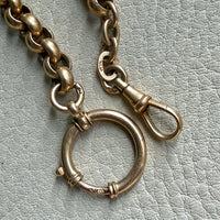 Antique 18k Gold Rolo Link Watch chain Necklace Setup with Large Bolt clasps - 21.75 inch total length