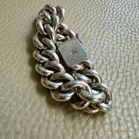 WOW! Vintage Silver SOLID Puffy Curb Link Bracelet - 7.3 inch interior circumference