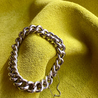 Antique Silver Bernhard Hertz Hollow Puffy Curb Link Bracelet - 6.9 inch interior circumference