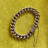 Antique Silver Bernhard Hertz Hollow Puffy Curb Link Bracelet - 6.9 inch interior circumference