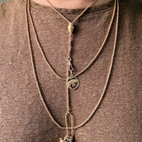 Victorian Era Antique 18k Gold Longuard Belcher Link Chain with Slider & Dog Clip - 33 inch doubled necklace length