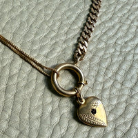 Antique 18k Gold Curb Link Watch Chain Necklace Extender with Large Bolt Clasp - 11 inch length