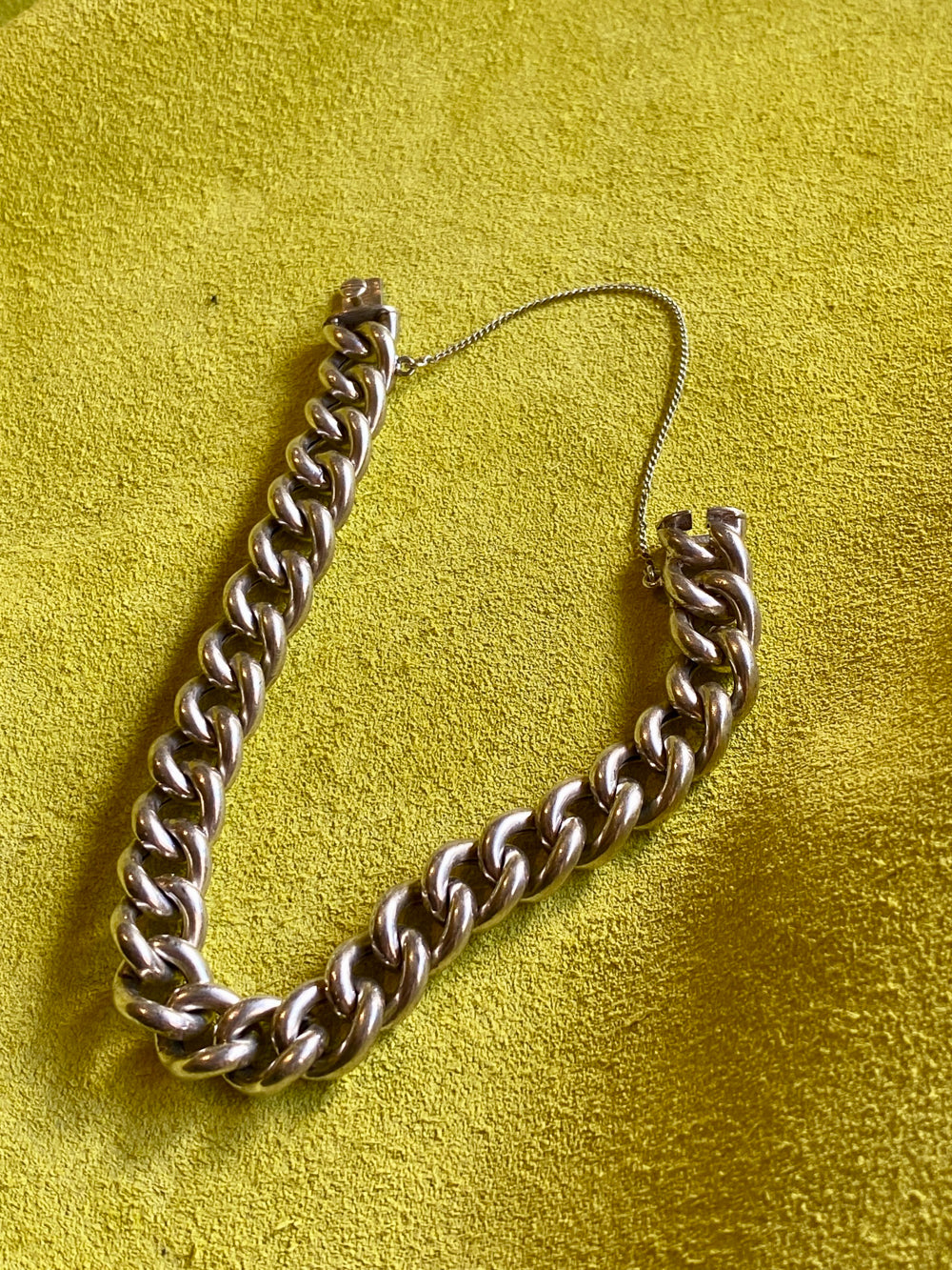 Antique Silver Bernhard Hertz Hollow Puffy Curb Link  Bracelet - 6.9 inch interior circumference