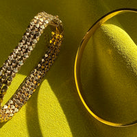 Honeycomb link triple row bracelet - 18k gold - 7 inch length