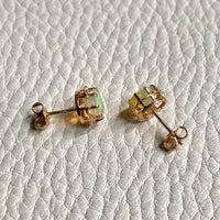 Vintage Opal Earrings in Ruffled 14k gold Setting - 9mm diameter