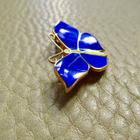 1952 Gilt Silver Ultramarine Blue Guilloché Enamel Butterfly Brooch by Tillander - 1.3 inch width
