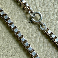 Chunky Vintage Box Chain Necklace in 835 Silver – 23.75 Inch Length