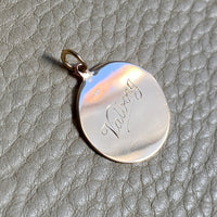 January 13, 1929 18k Gold Engraved Round Medallion Pendant for Necklace - Scandinavian Vintage