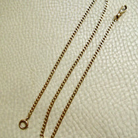 Vintage 14k Gold Faceted Curb Link Watch Chain Necklace – 19.3 Inch Length