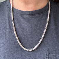 Chunky Vintage Box Chain Necklace in 835 Silver – 23.75 Inch Length