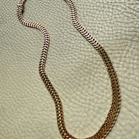 Vintage Swedish Wide Herringbone Link Necklace 18k Gold – 20 Inch Length