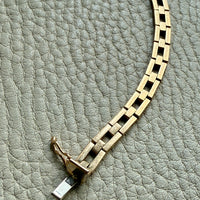 Slinky 18k Gold Vintage Midcentury Brick Link Bracelet - 7.3 inch length