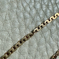 18k Gold Antique Virola Link Watch Chain Front Clasp Necklace - 16.4 inch length