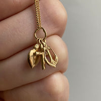 18k Gold Vintage Swedish Charm or Pendant - Cross, Heart, Anchor trio, Faith Hope Charity