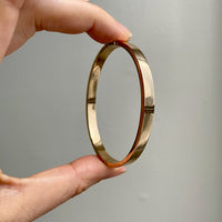 1940s era Modernist Swedish 18k Gold Hinged Bangle - maker Stigbert - 6.8 inch