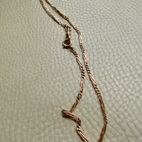 Rosy 14k Gold Bar and Curb Watch Chain Necklace - 16.7 inch length
