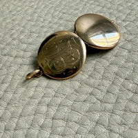 Vintage Hand Engraved Circular Locket Pendant in 18k Gold