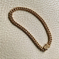 Italian vintage - Dense round curb link bracelet in 18k yellow gold - 7.25 inch length