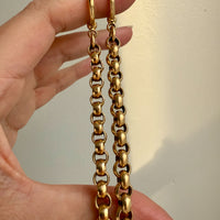 Antique 18k Gold Rolo Link Watch chain Necklace Setup with Large Bolt clasps - 21.75 inch total length