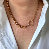 1903 Swedish Antique 18k Gold Chubby Rolo Chain Necklace with Bolt Clasp – 11.25 inches