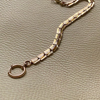 Antique Watch Chain with tiny leaf pattern - 14k gold with 10k rose gold detail