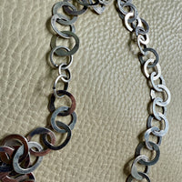 Silver Handmade Flat Circles Chain Necklace - 36 inch length