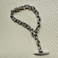1960-1973 Robert Valentin Olsen - Chunky Silver Biker Link Bracelet with Toggle Clasp - 8.6 inch length