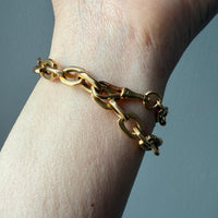 18k Gold Antique Biker Link Watch Chain Necklace Extender or Bracelet with Large Bolt Clasp - 11.2 inch length