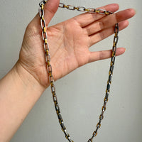 UNIQUE Chunky Sterling Silver with Alternating Gilt Links - Taxco Link Necklace - 24 inch length