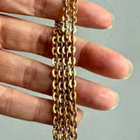 Italian Midcentury era Vintage Flat Oval link long chain in 18k gold - 32.3 inch length