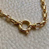 18k Gold Vintage Biker Link Watch Chain Necklace with Bolt Clasp- 19.5 inch length