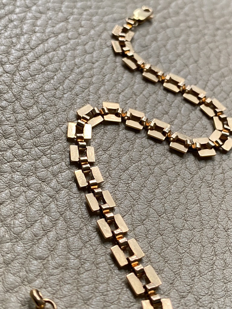 Checkerboard link bracelet in 18k gold - Swedish vintage 1940 - 8.2 inch length