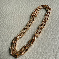 1977 Double Biker Chain Bracelet with Elongated Links - Vintage 18k Gold - 7.4 inch length