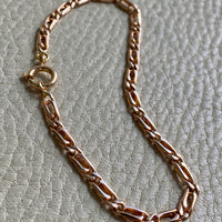 Portuguese Vintage 19.2 Karat Rose Gold Unique Oblong Curb Link Bracelet - 8 inch length