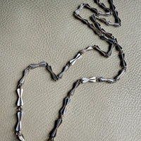 Unique! Chunky Long Sterling Silver Vintage Bow Link Necklace - 35 inch length