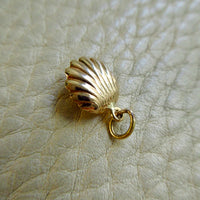 14k Gold Half Shell with Pearl pendant or charm - 0.6 inch