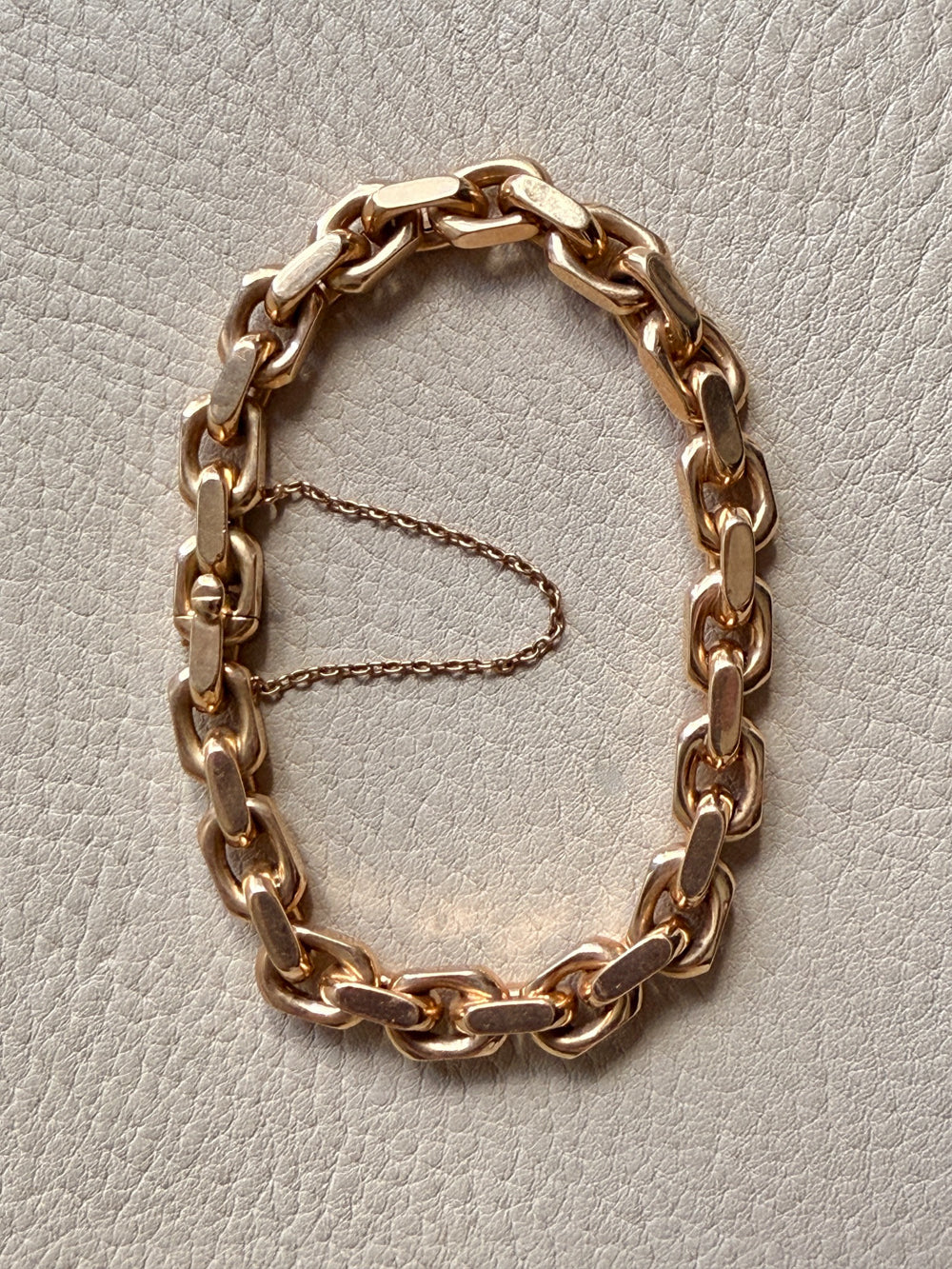 CHONK! 1911 Swedish Antique 18k gold Biker Link Bracelet 8mm width - 7.1 inch interior circumference