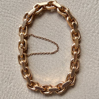 CHONK! 1911 Swedish Antique 18k gold Biker Link Bracelet 8mm width - 7.1 inch interior circumference