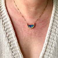 18k Yellow Gold Spectrolite Pendant Necklace by Lapponia – 17.25 Inch Length