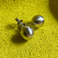 Awesome! Vintage Portuguese 19.2k White Gold Faceted Orb Stud Earrings
