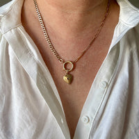 Antique 18k Gold Curb Link Watch Chain Necklace Extender with Large Bolt Clasp - 11 inch length