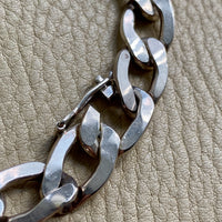 Handmade Chunky Pressed Curb Chain Bracelet in Solid Silver - Vintage Polish - 8.5 inch