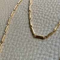 Vintage Italian 18k Gold Tubular Bar Link Necklace - 16.5 inch length
