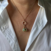 Vintage Scandi 18k gold Faceted Green Peridot Pendant