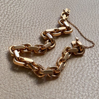 CHONK! 1911 Swedish Antique 18k gold Biker Link Bracelet 8mm width - 7.1 inch interior circumference